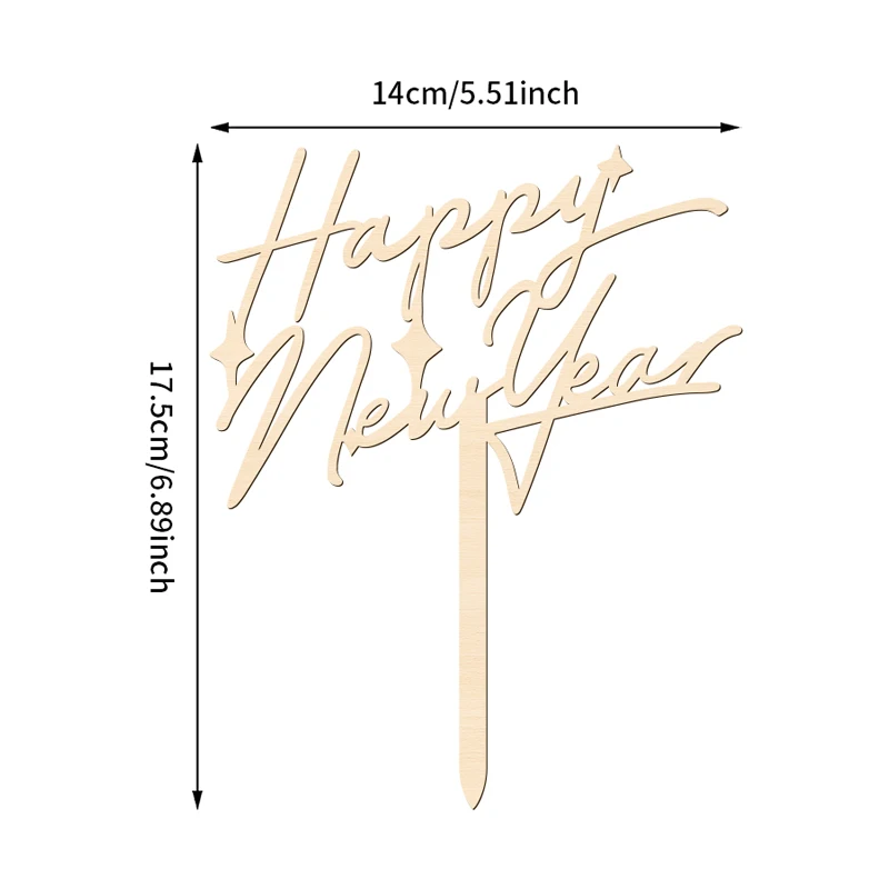 NUBECOM Mutlu Yıllar Pasta Süsü Ahşap Yılbaşı Pasta Süsü 2026 için Mutlu Yıllar Arifesi Partisi Pasta Süsleme Malzemeleri