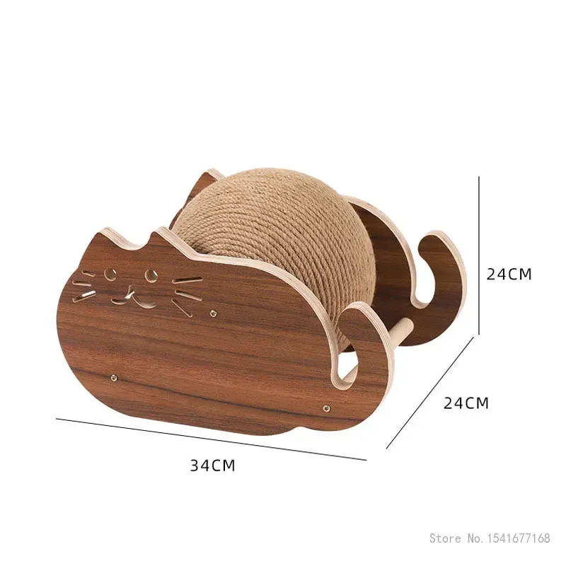 Cat Scratching Post Ball Toys Sisal and Wood Stable Triangle Cats Indoor Stuff Sturdy Scratching Cool Scratch on Stand Spin, 1Pc