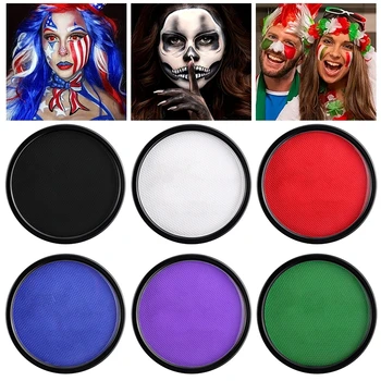 Black White Red 30G Monochromatic Water Solubility Body Makeup Face Paint with Brushes for Halloween Christmas Masquerade Party