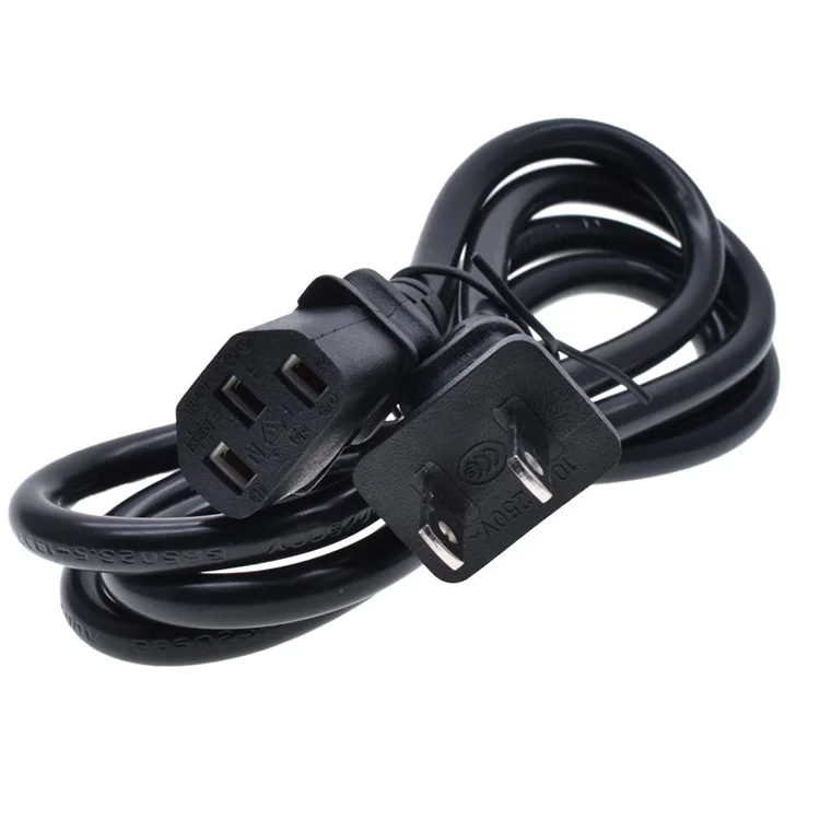 American and Japanese two-plug power cord two flat with holes in the tail Japanese national standard C13 tail power cord 1.5M