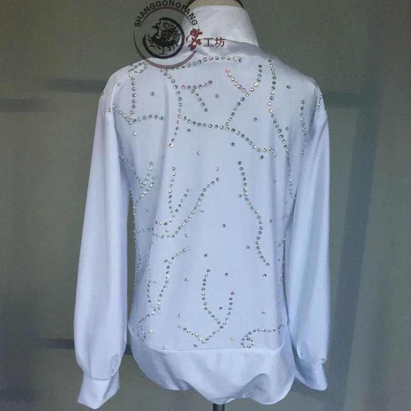 Men Standard Dance Clothes White Shiny Drill Latin Ballroom Perform Dancing Wear ﻿Hight Quality Waltz Flamenco Costume - 2