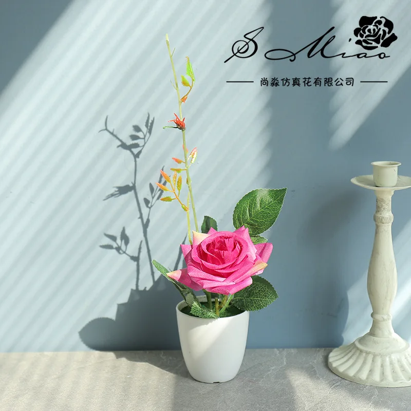 New Rose Bonsai Artificial Flower Artificial Flower Creative Office Home Decoration Simulation Artificial Flower Decoration