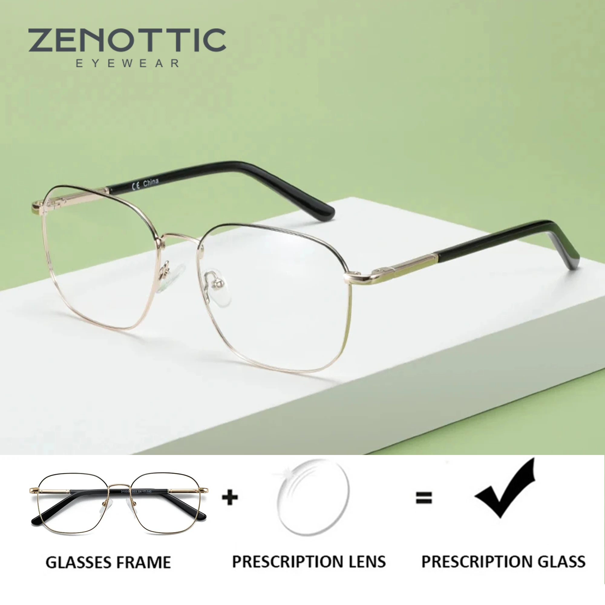 

ZENOTTIC 2024 Square Progressive Prescription Glasses Ultra Light Metal Optical Eyewear Fashion Blue Light Myopia Eyeglasses