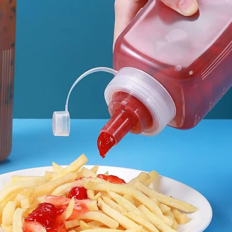600/800/1000ML Squeeze Sauce Bottles Condiment Dispenser Large Mouth Dustproof Kitchen Seasoning Salad Sauce Olive Oil Bottle 4