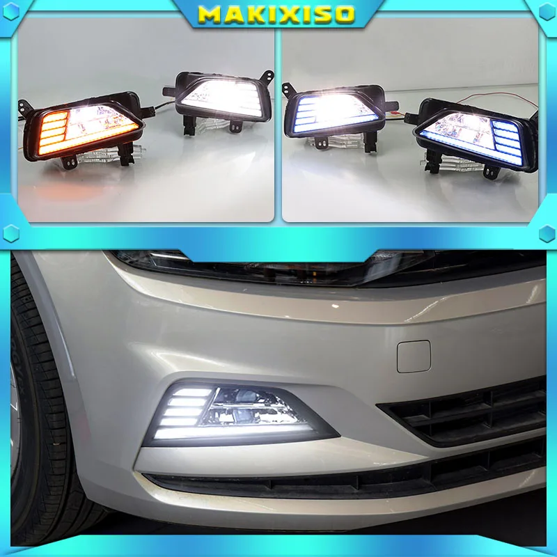 

Sequential Yellow Turn Signal Function 12V Car DRL LED Daytime Running Light Fog Lamp For Volkswagen Polo 2018 2019