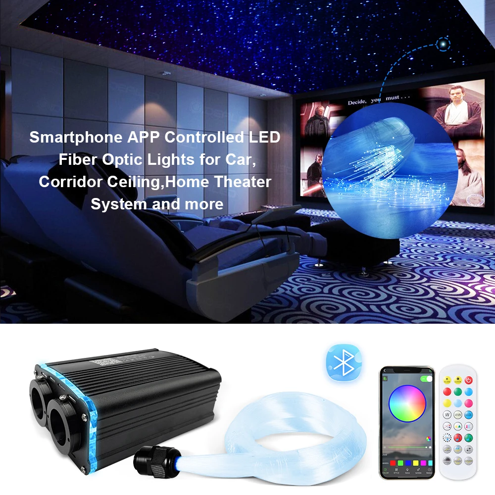 Lumières à fibre optique LED scintillantes, moteur PRO Smart RGBW, source à  double tête avec Bluetooth et contrôle de la musique, décorations de  théâtre - AliExpress