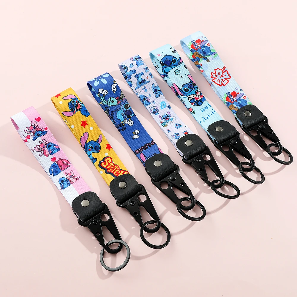 Disney Stitch Key Ring Short Lanyard Keychain For Women Key Tags Pendant Car Motorcycle Accessories Fashion Jewelry Gifts