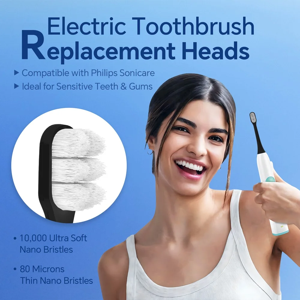 2 4 8 12 Pcs Compatible with Philips Electric Toothbrush Soft Replacement Brush Heads, Toothbrushes Head Refills for 4100 4300