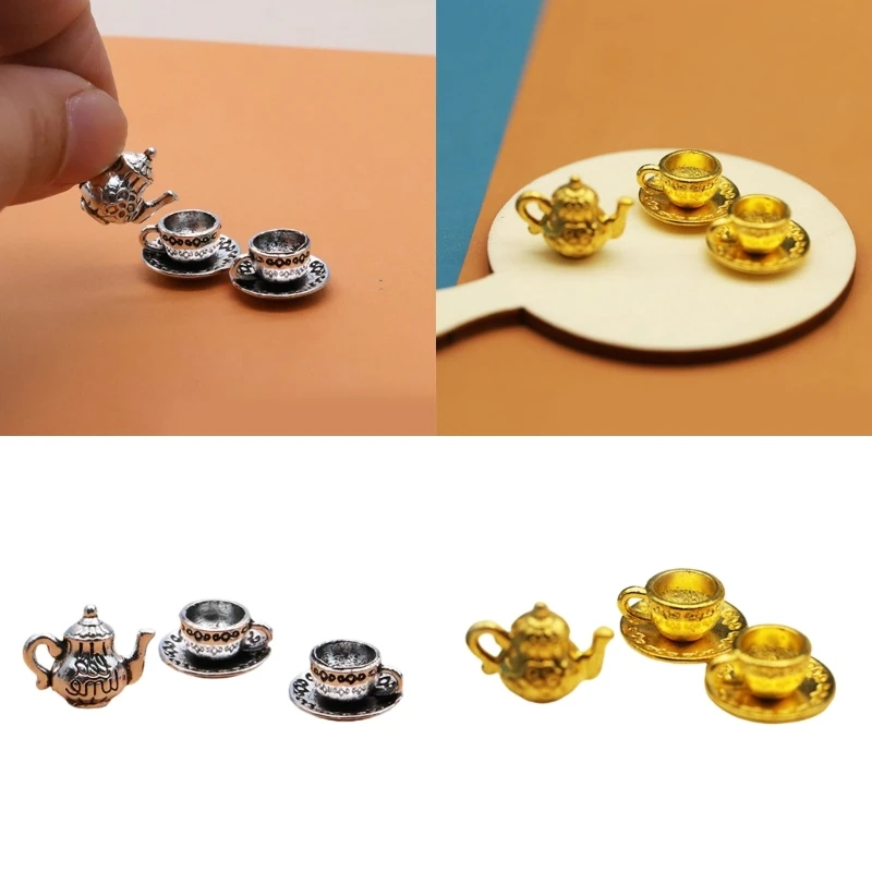 

Кукольные домики, чайник, чашка, блюдце, мебель для кукольных домиков, реалистичный мини-чайник, чашка, блюдце, домашняя ролевая