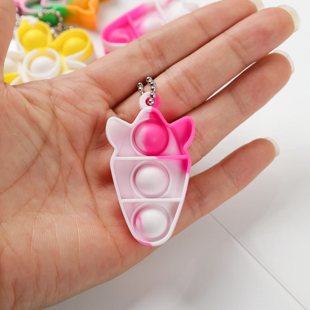 10Pcs Cute Bunny Egg Mini Pop Keychain Toddler Sensory Finger Decompressing Fidget Toys For Easter Party Favors Birthday Gift Fidget Toys Party Toys Toy Gift Filler Pop Keychain Toys