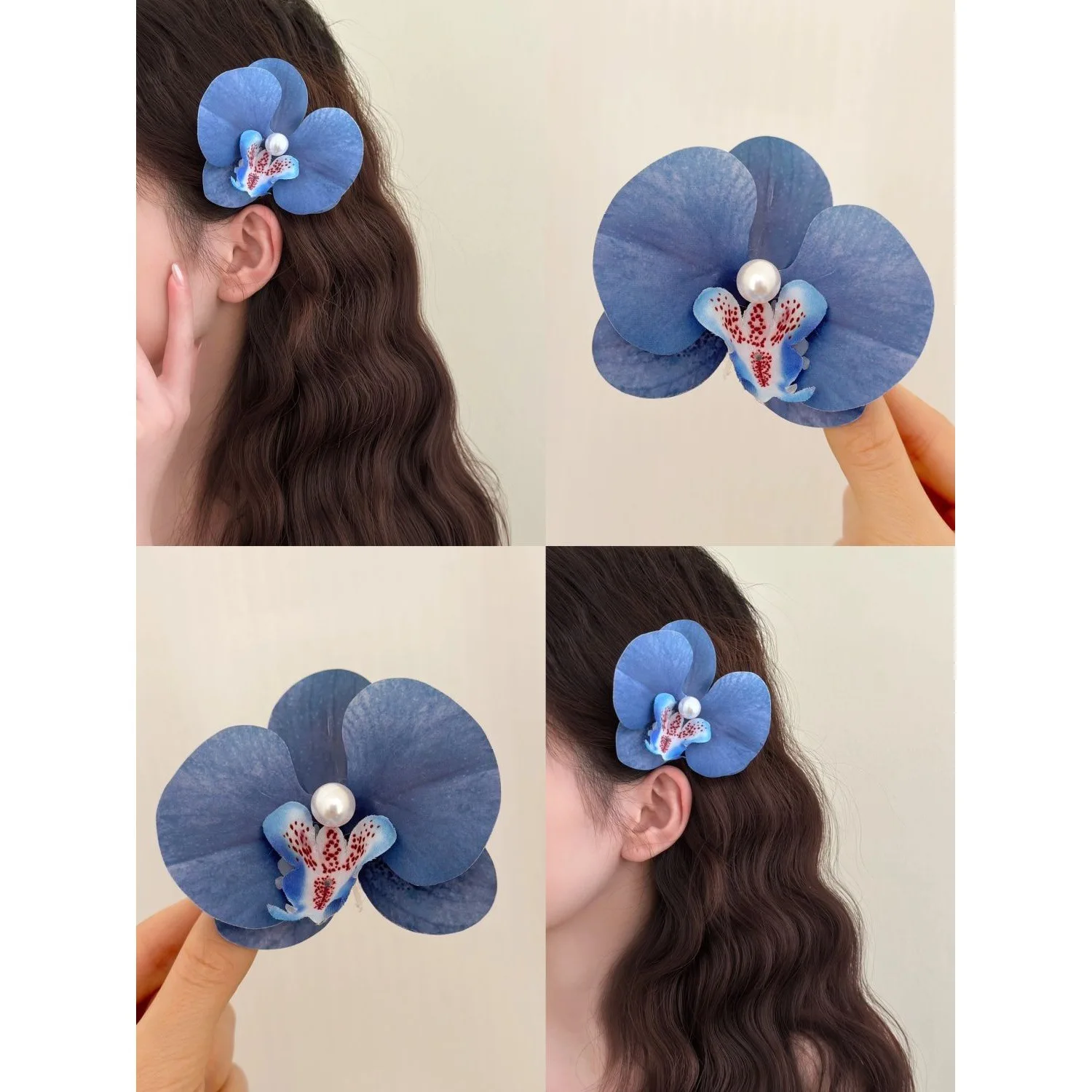 Phalaenopsis Flower Hair Clip Elegant Orchid Hairpin Side Clip for Women Girls Wedding Birthday Party Favor Hawaii  Headwear