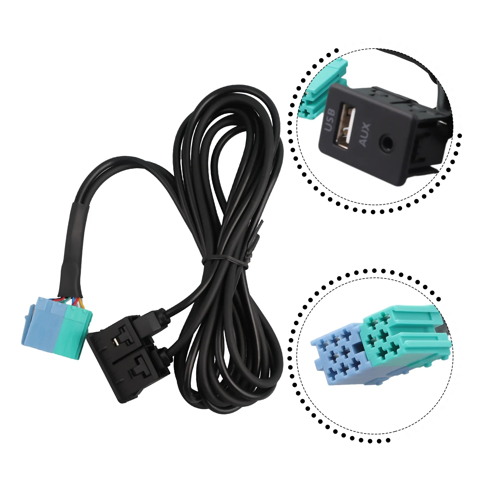 

150CM 3 Styles Car Dash Flush Mount AUX USB Port Panel Radio Extension Adapter Cable Wiring Assy For Hyundai For Elantra 2011-13