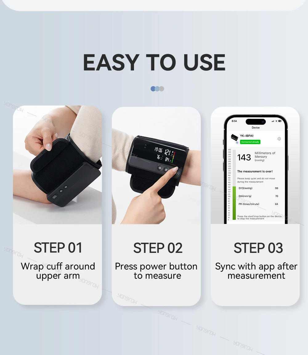 Yongrow Upper Arm Blood Pressure Monitor Heart Rate Digital LED Display Rechargeable Tonometer Portable Large Screen App Link 4 S185cfa02b3e5450f8ff0d092089093a86
