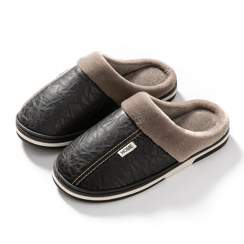 Luxury Sandals Unisex Slippers Winter Keep Warm Plush PU Leather Waterproof Indoor Outdoor Walking Shoes Men Women Size 36-47