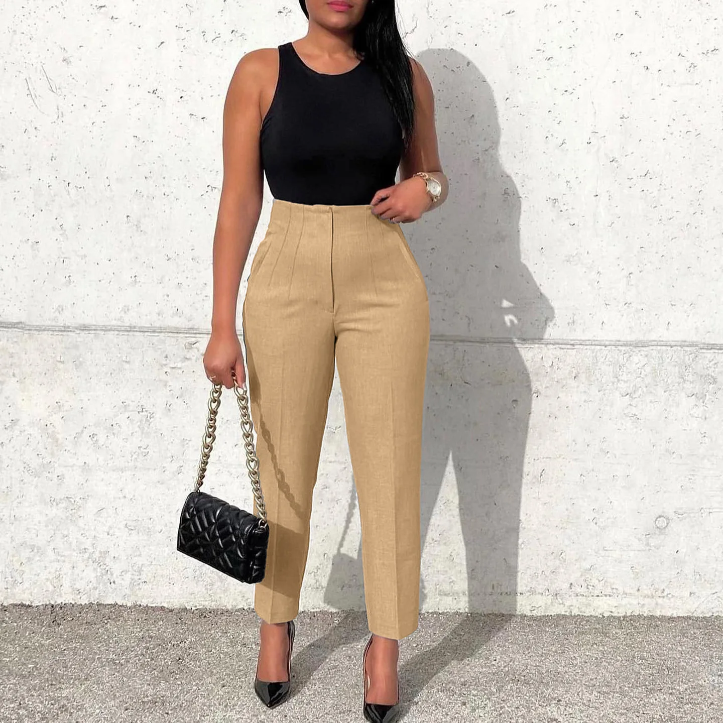 Fashion Loose High Waist Solid Color Pants Women's 2024 Oversized Office Lady Commute All-match Casual Pants Streetwear