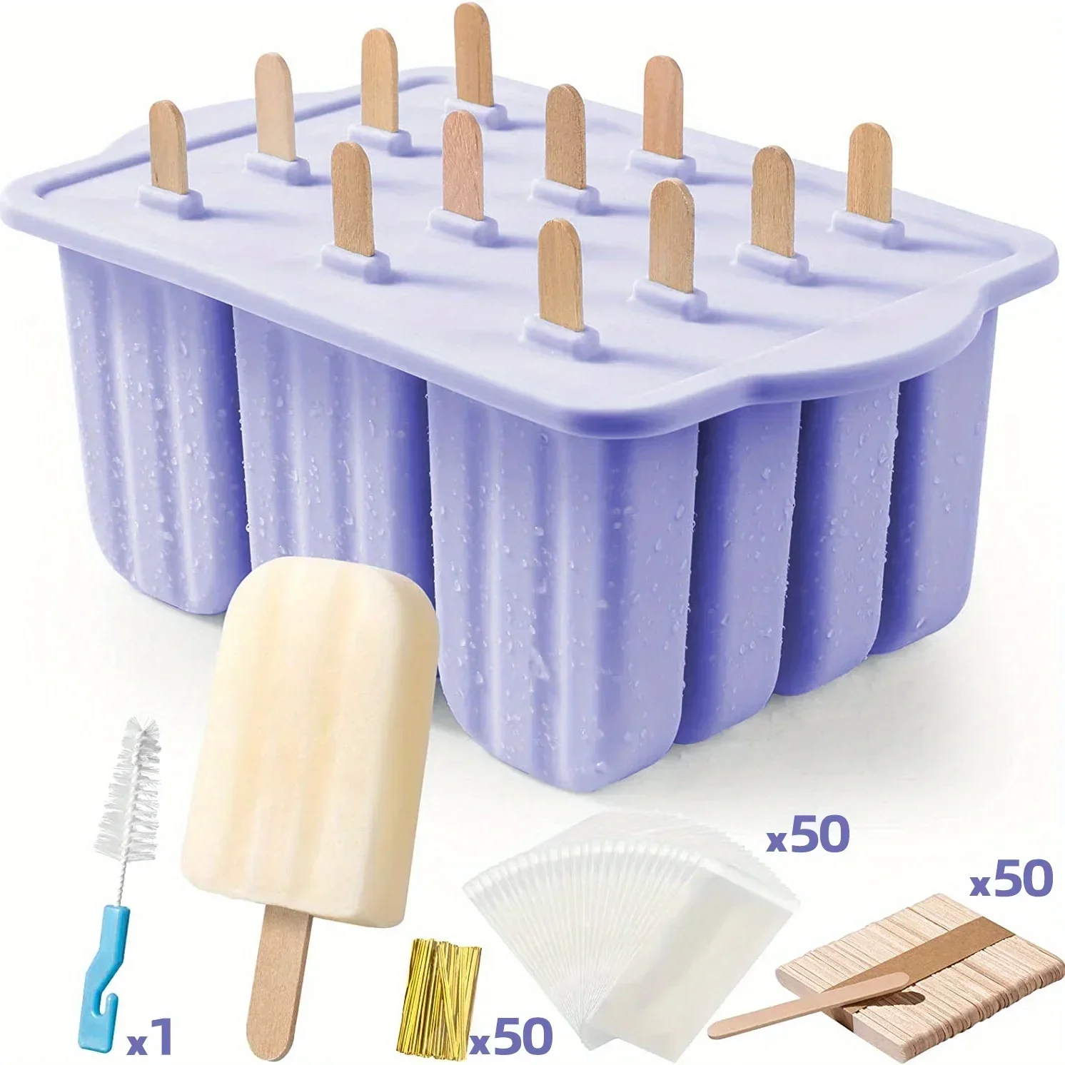 Popsicles Molds, 12 Pieces Silicone Popsicle Molds Easy-Release BPA-free Popsicle Maker Molds Ice Pop Homemade