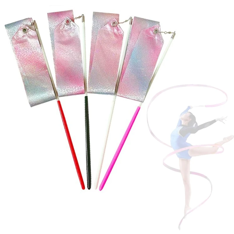 10pcs Rainbow Dance Ribbons Streamers, Ribbon Wand, Kids' Gymnastics Ribbon  Sticks With Non-slip Handle