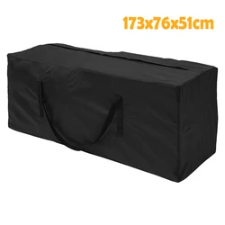 Outdoor Waterproof Heavy-Duty Rip-Proof Oxford Fabric Storage Bag for Furniture Cushions (Black 173x76x51cm)
