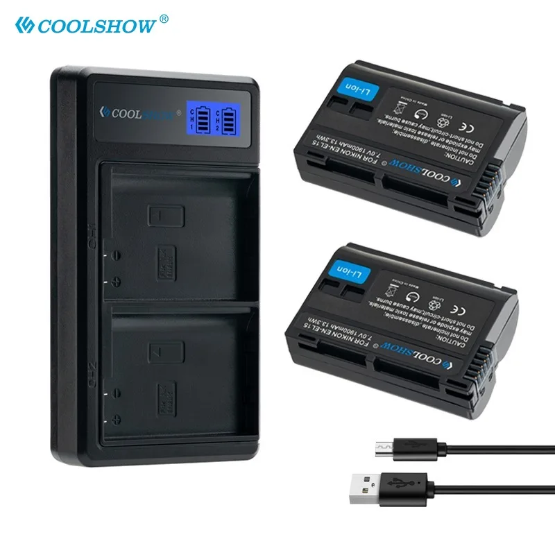 Caricabatteria En El15 El15A Per Batterie Per Fotocamere Nikon D7500 D7200 D7100 D7000 D850 D810 D810A D800 D800E En-El15 1900Mah