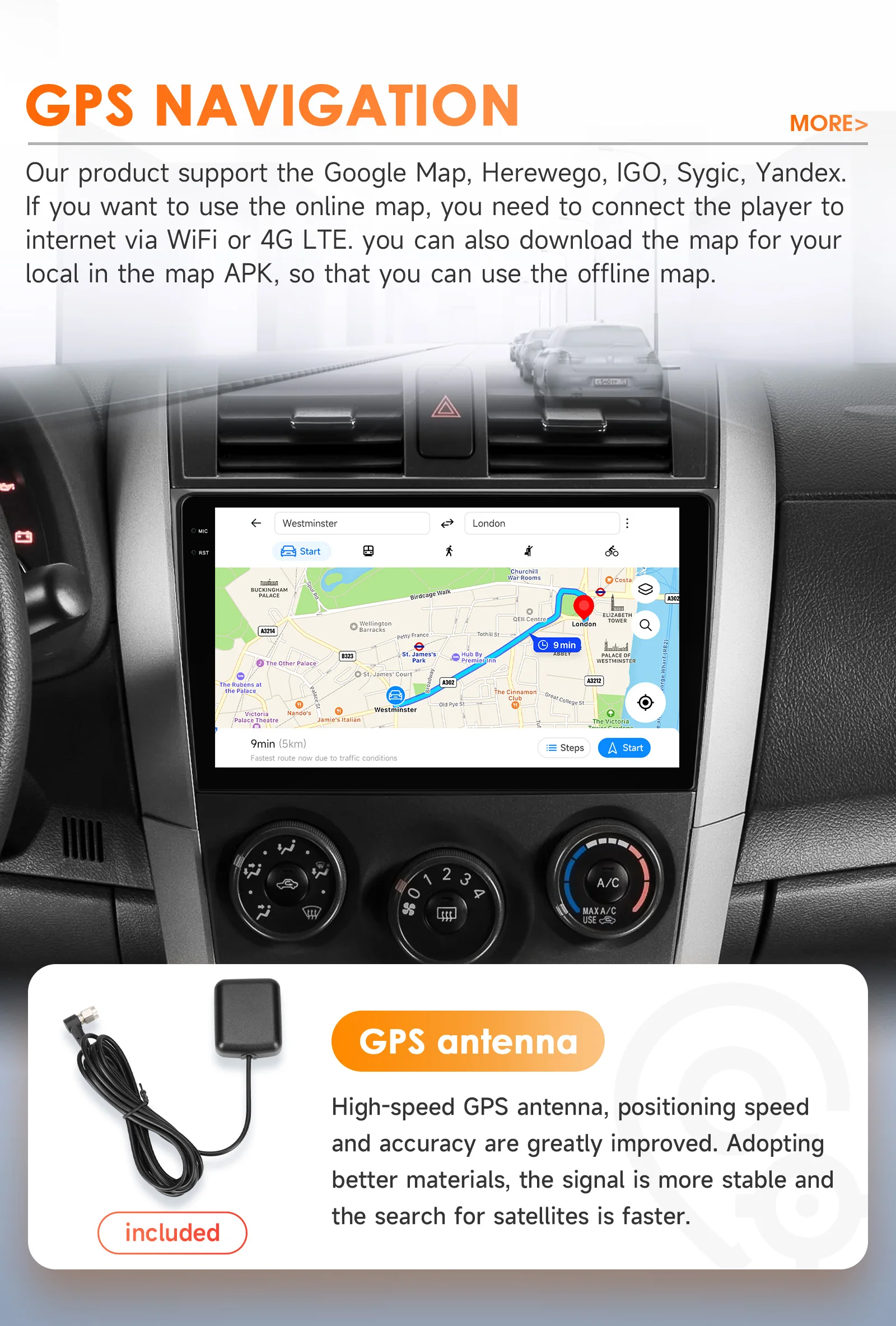 Hizpo 9" Android 14 Car Stereo for Toyota Corolla E140/150 2007 - 2012 Radio Multimedia Player Speaker No 2 Din DVD Octa Core 4G