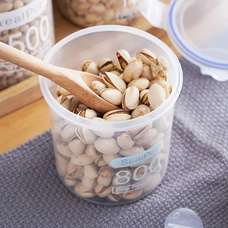 Large Capacity Plastic Sealed Grain Storage Box with lid - Clear Jar for Kitchen Organization