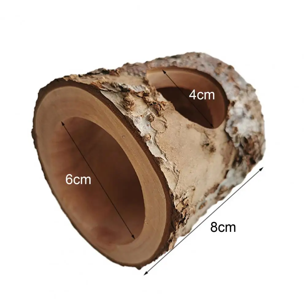 Mouse Tunnel Toy Bite Resistant Moisture-proof Pet Hollow Tree Trunk Toy Natural Wooden Hamster Mouse Tunnel Tube for Cage