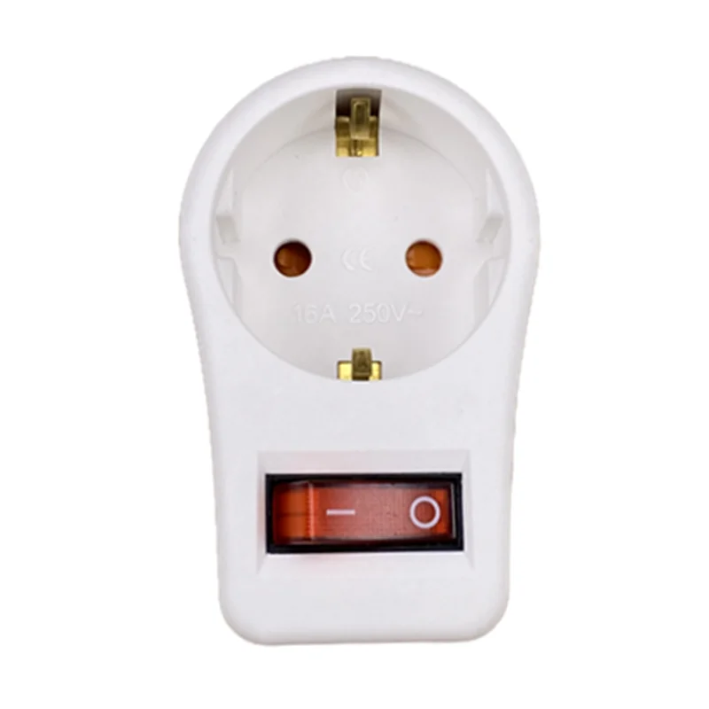 Plug Adapter Power Adapter Power Plug Adapter EU Plug Adapter Plug Converter EU Socket Converter European Type Conversion Plug 1 TO 1 Way EU Standard Power Adapter Socket With Switch Neon Indicator 16A Travel Plugs