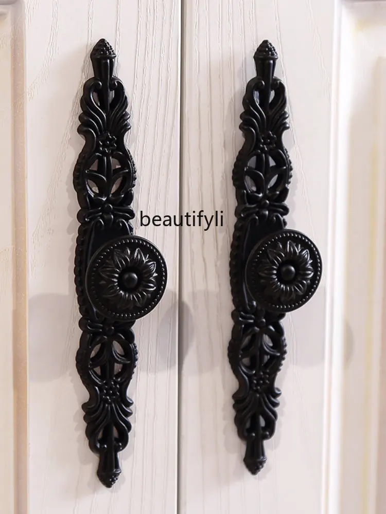 

lt Black Handle Cabinet Door Handle European Style Cupboard Cabinet Handle American Vintage Wardrobe Door Handle Drawer