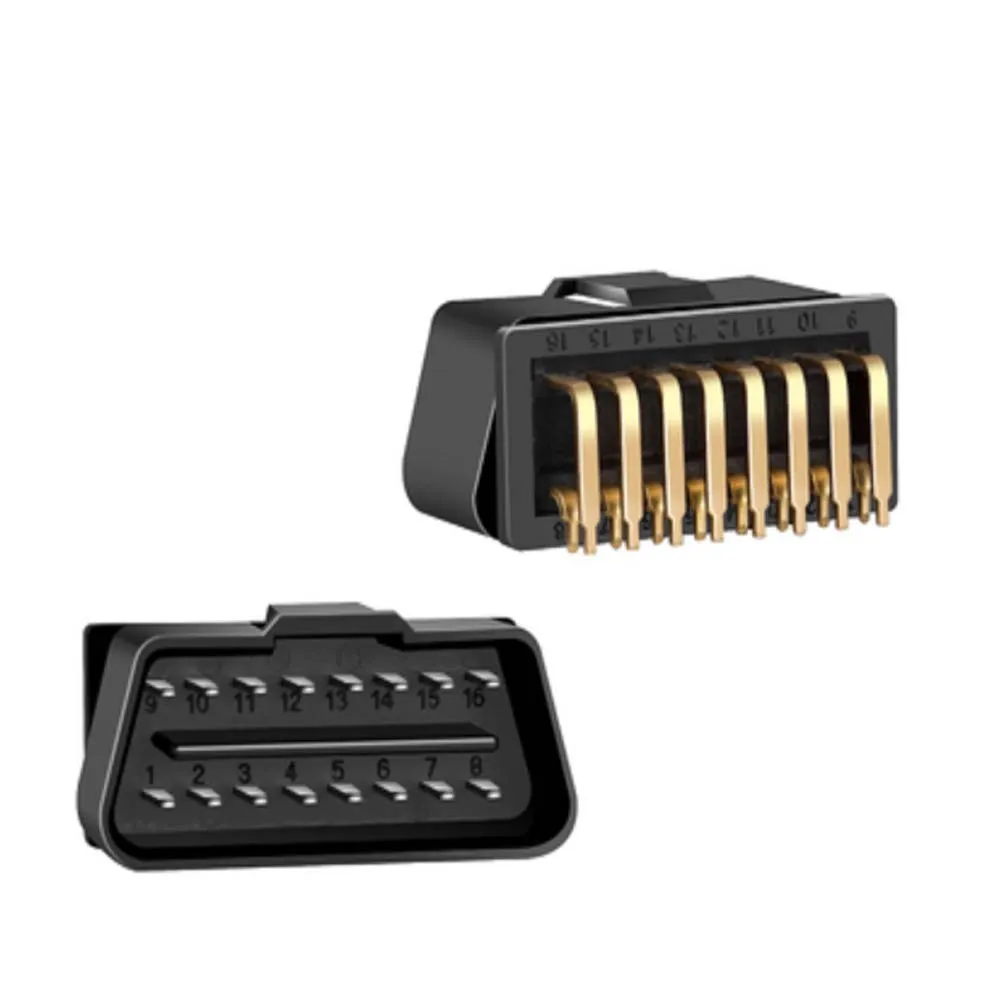 OBD2 connecteur plaqué or mâle 16 broches 90 ° prise OBD à Angle droit  Automobile pour