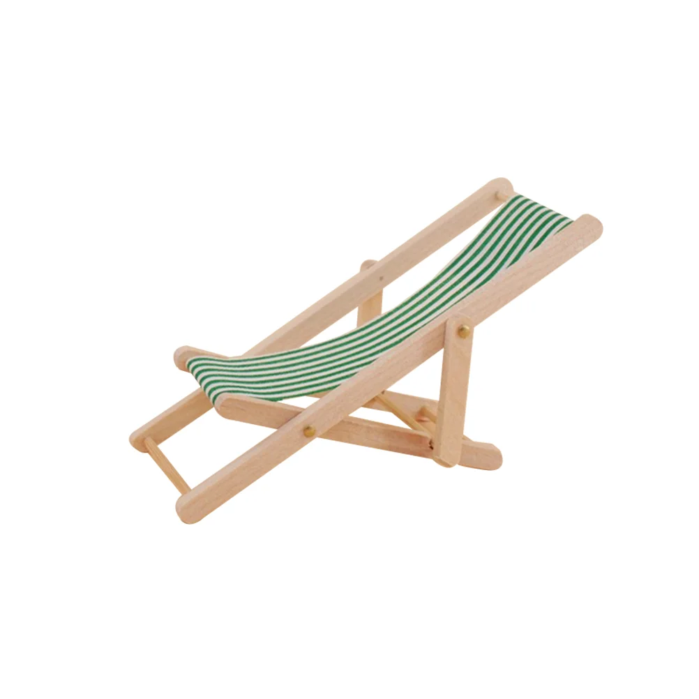 Mini Foldable Chair Miniature Beach for House Finished Product Furniture Bamboo Wooden