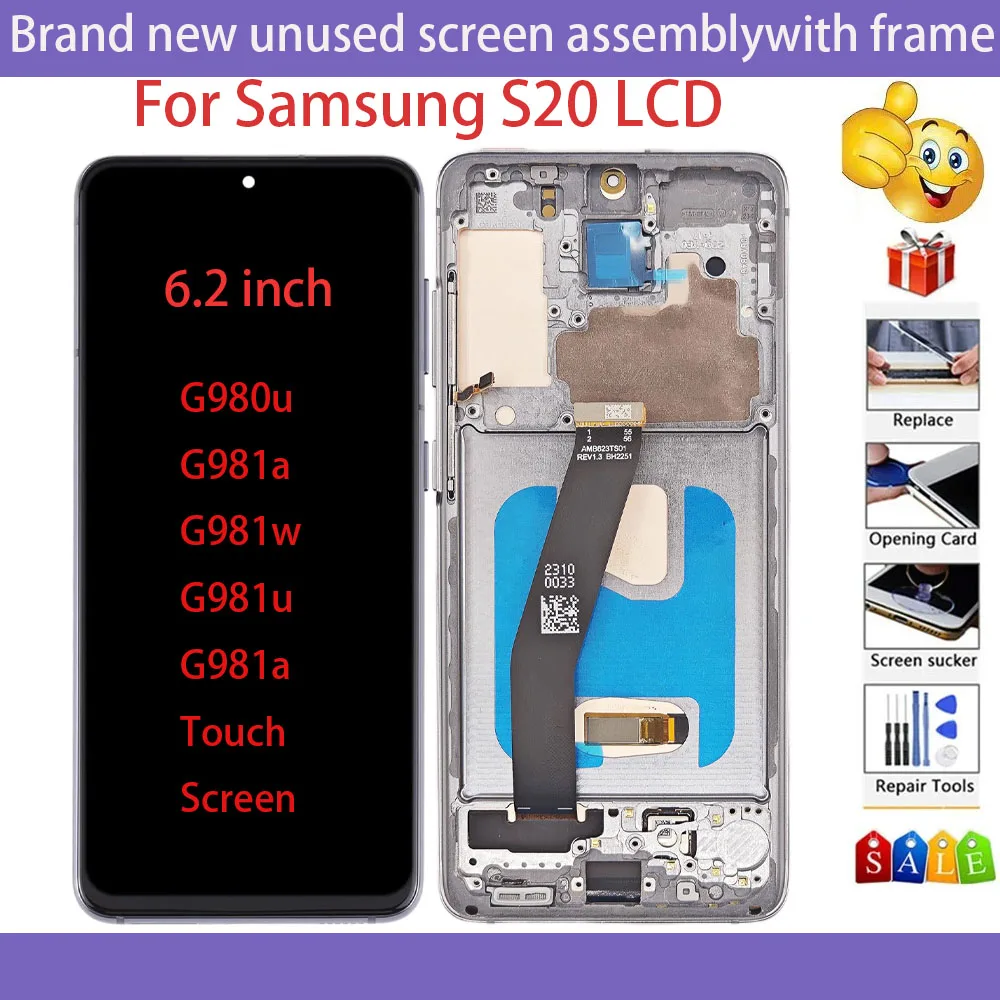 

ЖК-дисплей 6,2 ''Super OLED для Samsung Galaxy S20, ЖК-дисплей 4G5G с рамкой G980, G980U, G981F/DS, сенсорный экран с дигитайзером в сборе