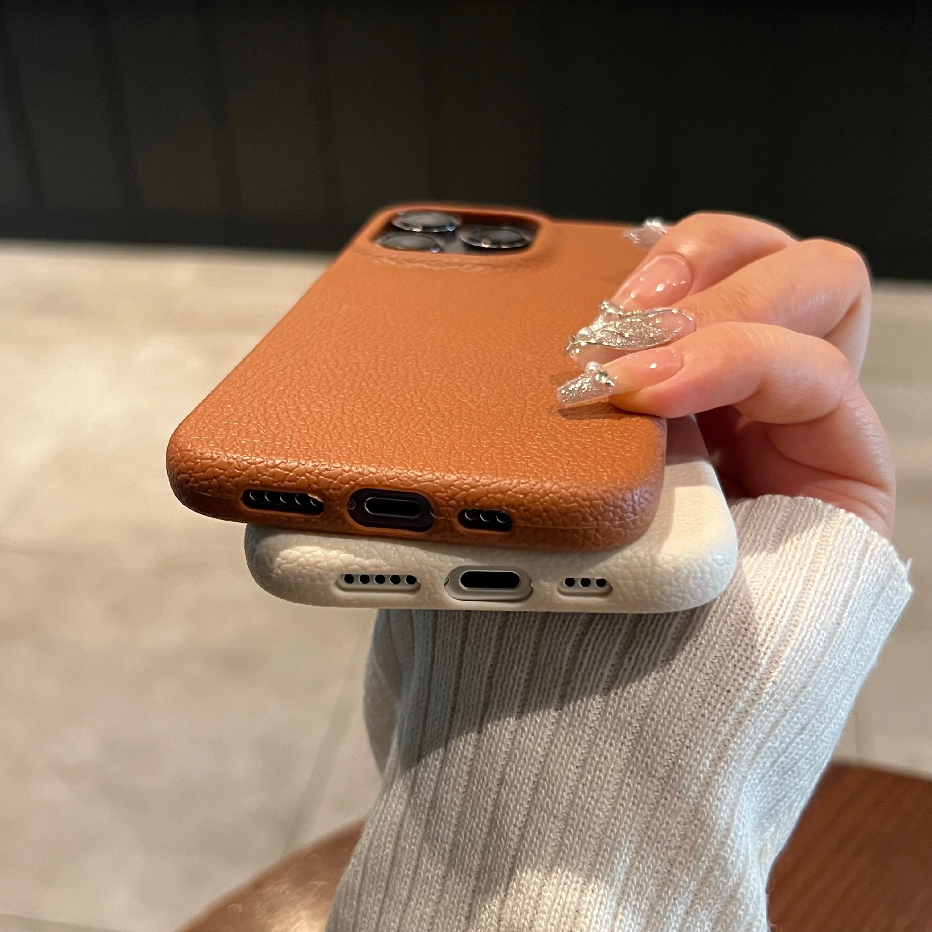 Phone Case Luxury Matte Leather For iPhone 16 15 14 Plus 13 12 11 Pro Max XR XS Lens Protection Shockproof Silicone Soft