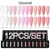 MEET ACROSS 12PCS/SET Quick Extension Gel For Nails Gold Pink Red Foils Semi Permanent Nail Art Gel Varnishes Manicure Kits 4