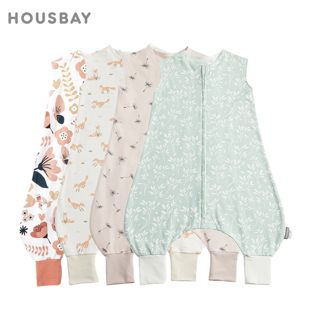 Kids Pajamas Summer Thin Sleeveless Split Legs Jumpsuit 2-Ways Zippers Children Sleepwear 1-4 Years Girls Boys Sleeper Blanket For kids pajamas
