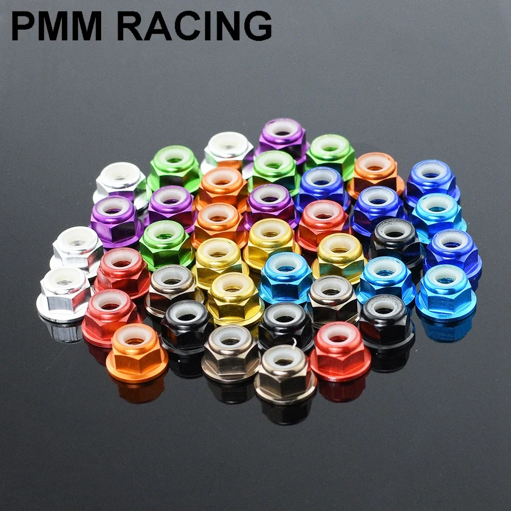 

4pcs Aluminum Flange Nylon Lock Nut M4 Multicolor 1/10 1/8 1/14 RC Car Truck Crawler Drift SCANIA TRX4 SCX10 Universal Part