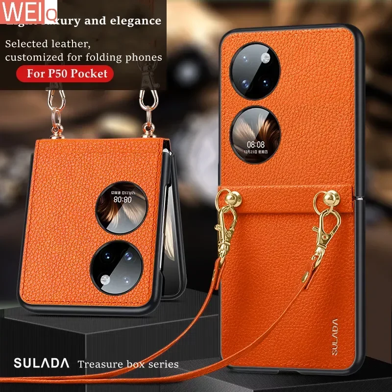 

For Huawei P50 Pocket case SULADA treasure box PC lanyard hard case funda P50 Pocket folding phone case