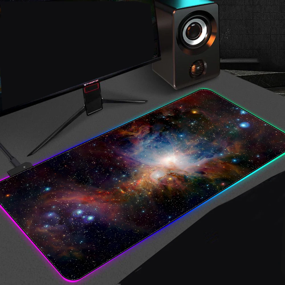 Rgb Glow Starry Sky Mouse Pad Table Pad Accessori Per Giocatori Pc Gamer Completo Mousepad Gaming Xxl Mouse Mat Notebook Desk Pad