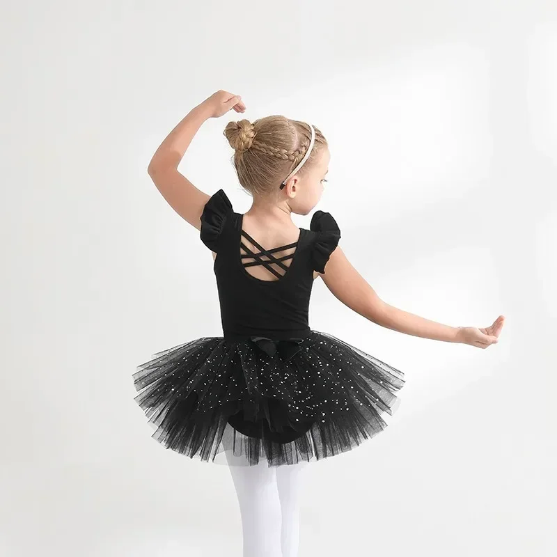 

Sparkling Ballet Skirt Artistic Gymnastics Mesh Girl Flute Short Sleeves Ballet Princess Dressed in Korean Costume