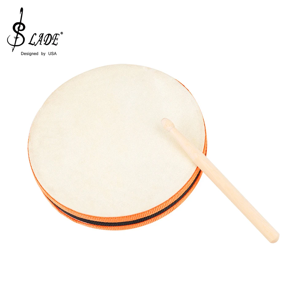 Hand Drum Double-sided Sheepskin Tambourine Percussion Instrument Portable Kids Musical Gift Child Educational Toys for SLADE
