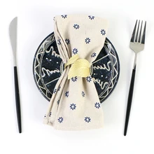 

40x40CM Shabby Chic Floral Printed Cloth Napkins Set of 12 Farmhouse Linen Like Fabric Table Dinner Serviettes Dish Wipe Wedding