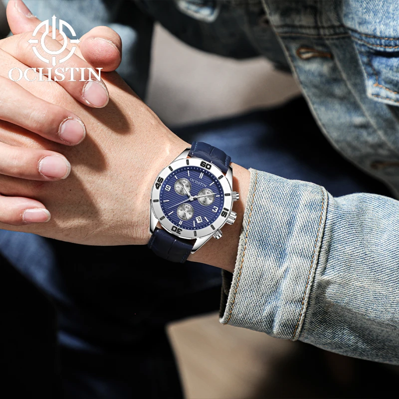 OCHSTIN Hot Model 2024 Mariner Series Atmospheric Fashion Waterproof Watch Multifunction Quartz Movement Men's Quartz Watch