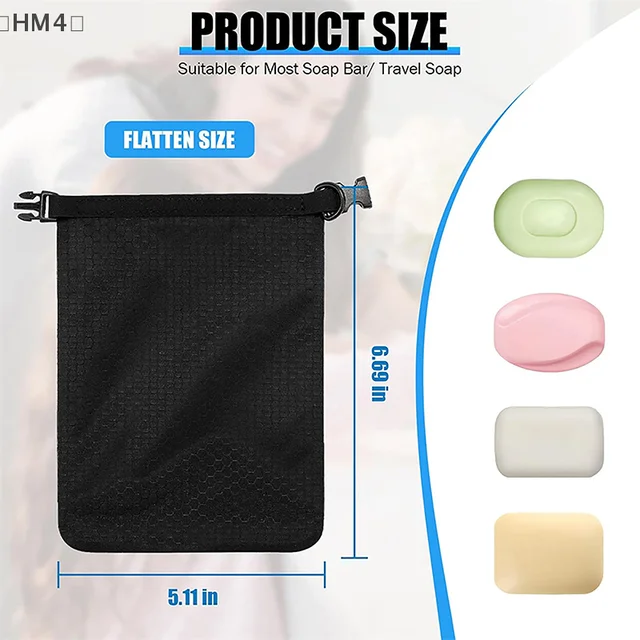 Outdoor Indoor Waterproof Soap Storage Bag Home Travel Kit with Foaming Mesh Bag &Carabiner Toiletries Set 4