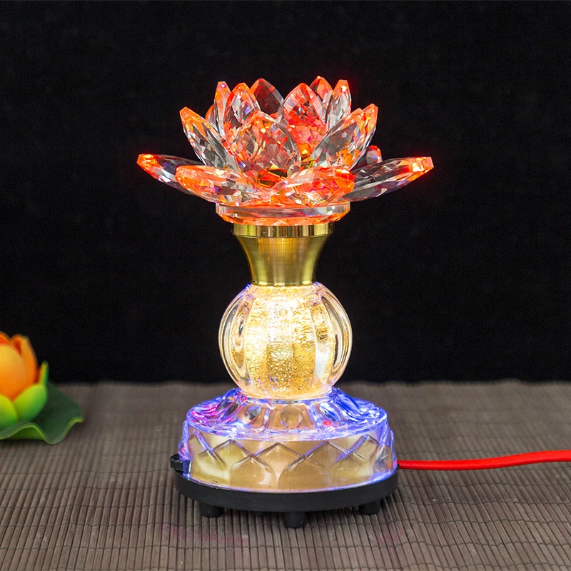 Buddhist Supplies, Temple Eternal Light, LED Colorful Crystal Lotus Lamp, Buddha Light, Meditation, Home Decoration, Plug In