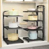 Sink Layered Pot Rack Free Layering Kitchen Pans Organizer Rustproof Snap-On Stainless Adjustable Pot Storage Rack Under Cabinet 3