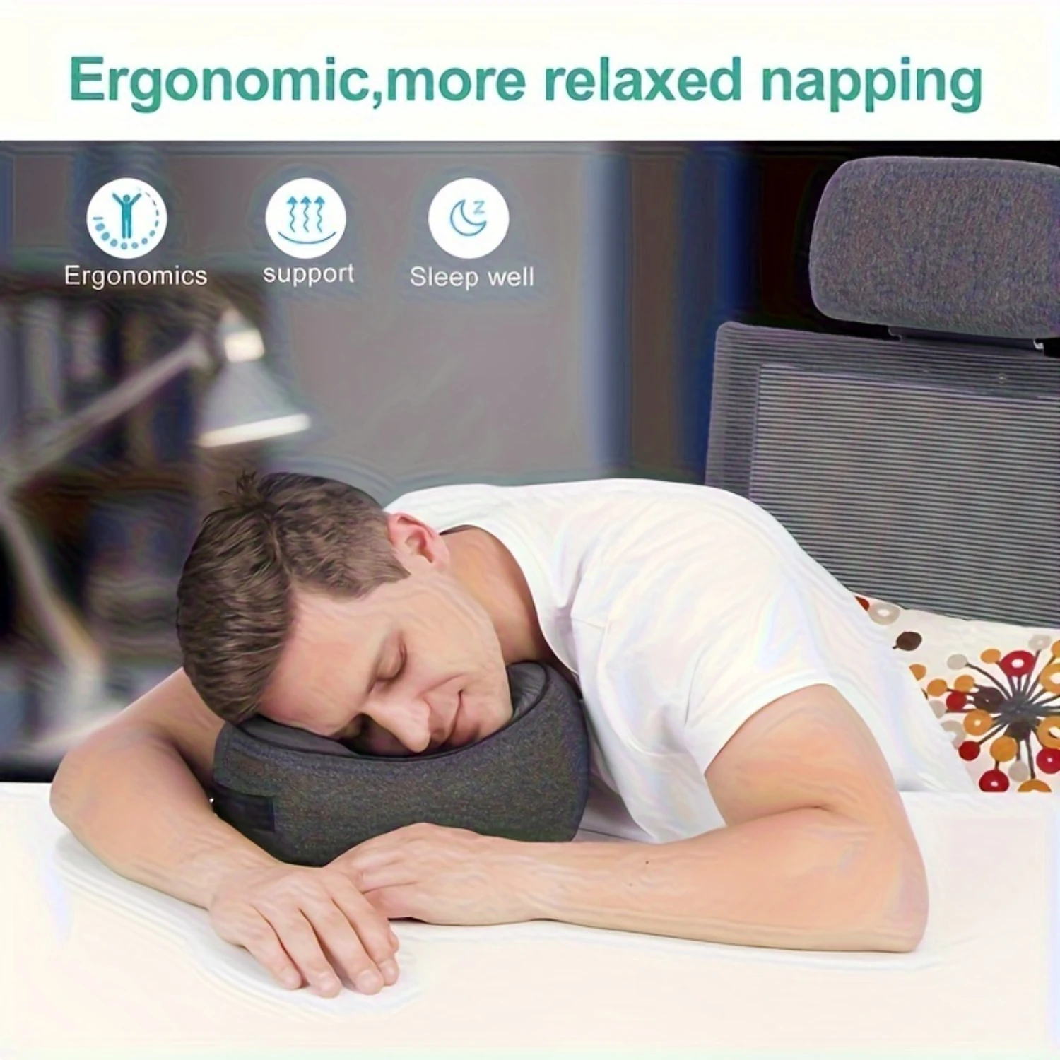 Comfortplus Soft Polyester Memory Foam Travel Pillow-Breathable, Washable Cover, With Carry Bag-Ideal for Airplane Use