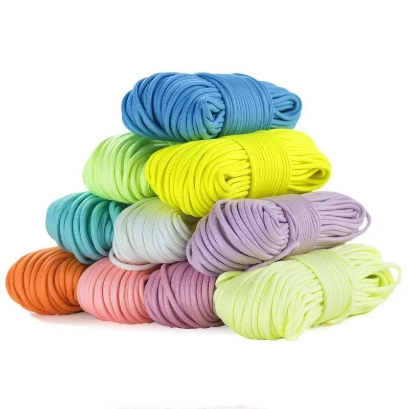 Luminous Paracord 9 Strands 4mm Nylon Fluorescent Parachute Rope Outdoor Camping Lanyard Tent Cord Survival EDC Glow Bundle