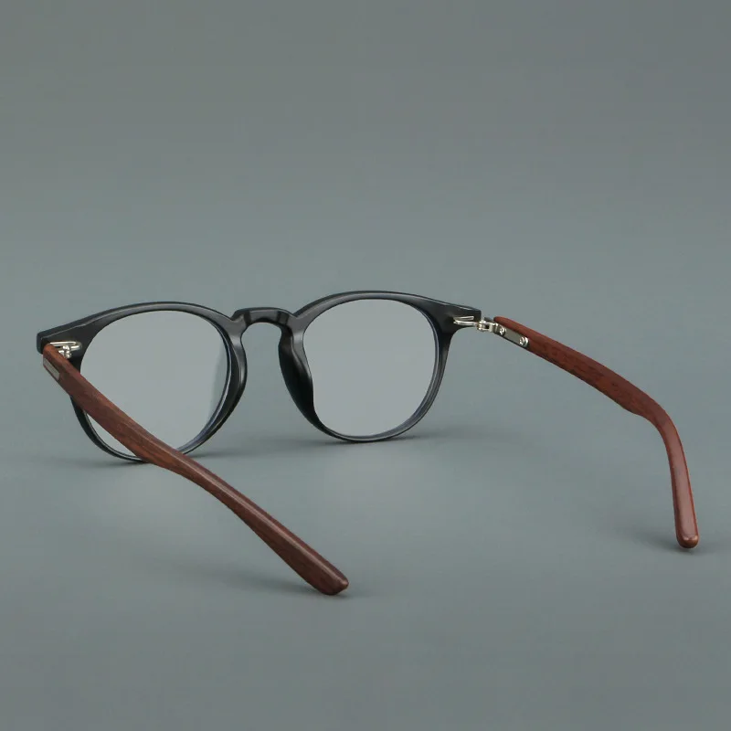 MOMOJA Mode Retro Runde Männer und Frauen Gläser Ultra Licht Große Größe Holzmaserung Farbe Optische Brillen Rahmen 003 – Detail 16