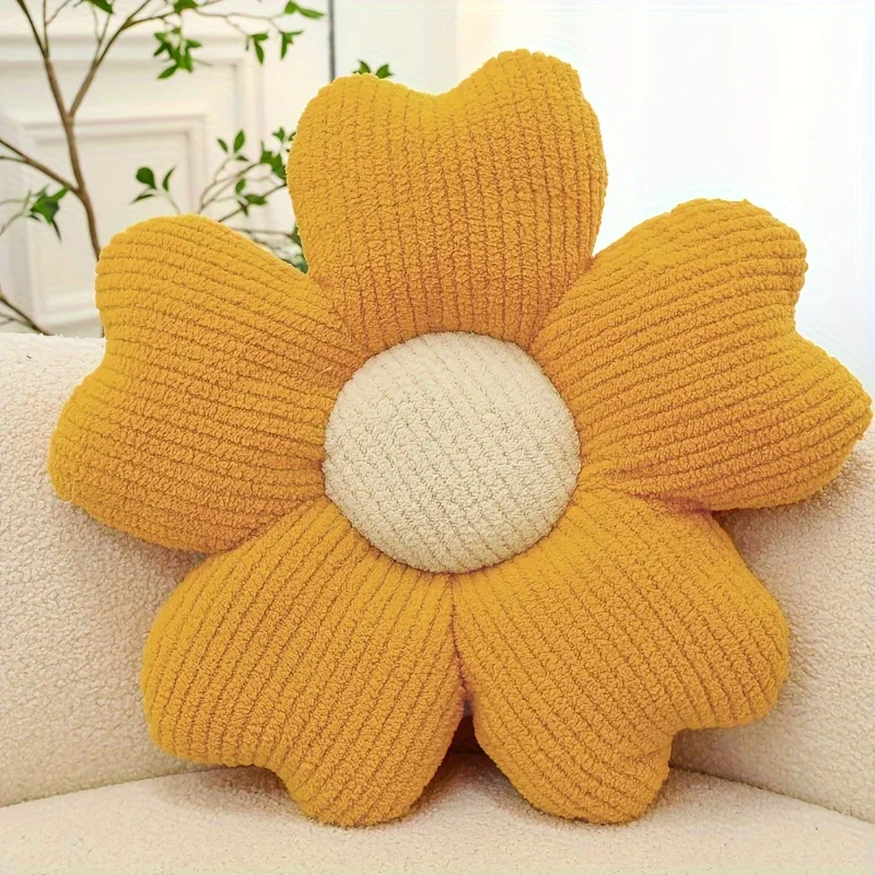 Floral Knit Seat Cushion,Soft Breathable Five-Petal Flower Design, Washable Home Decor for Sofa, Dining Chair, or Table