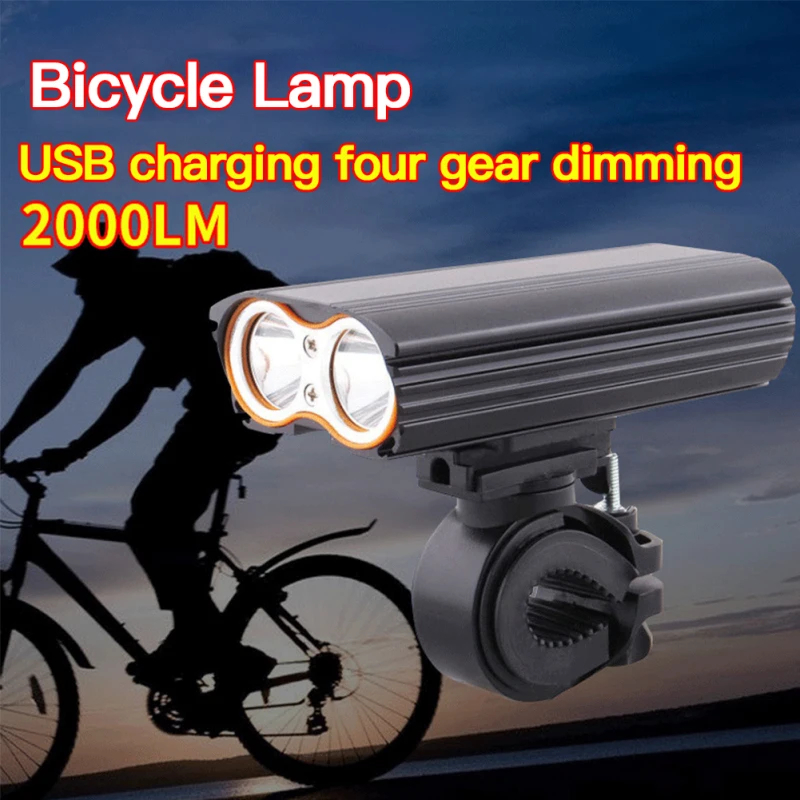 

Bike Light Front 2400Lm Headlight 2 Battery Leds Light Cycling Lamp Lantern Flashlight For Bike