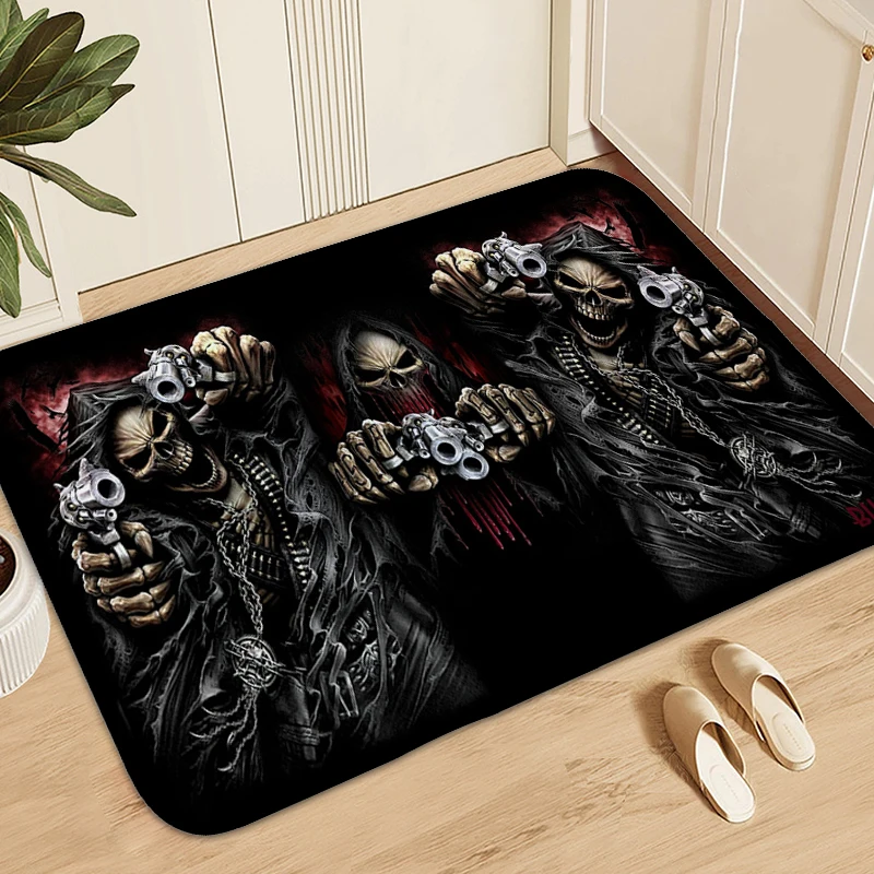 

Skull Art Carpet for Bedroom Veranda Floor Mat Funny Doormat Entrance Door Washable Non-slip Kitchen Bath Rug Home Decoration